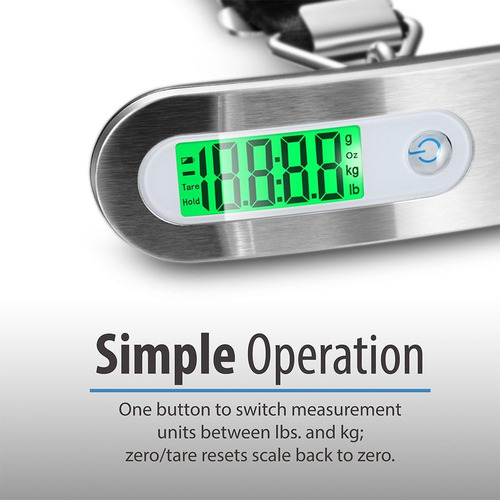 Digital Hanging Luggage Scale Lcd Backlight Tare Functi...