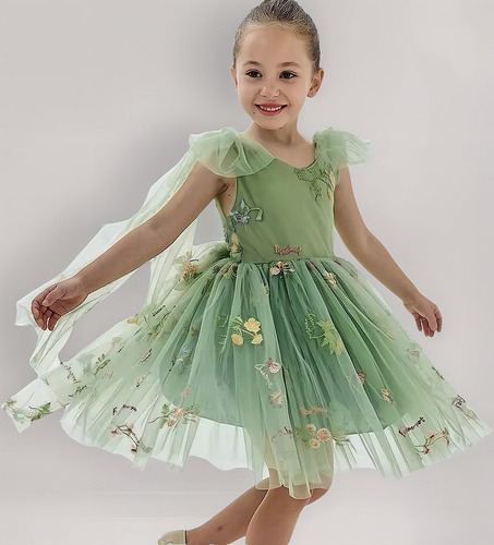 Vestido Fiesta Infantil Cumpleaños Bordado Princesa Hadas