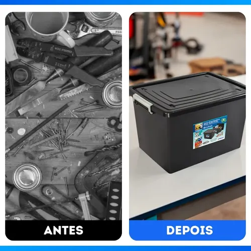 Caixa 56l Multiuso Organizadora Resistente Grande C/ Tampa