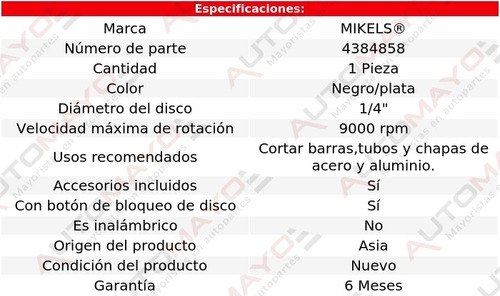 Sierra Cortadora Neumática 1/4 Mikel's