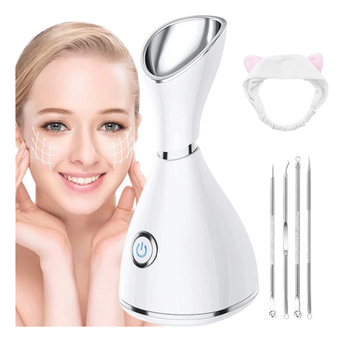 Vaporizador Facial Nano Iónes Limpiador Poros Purifica Piel Color Plateado