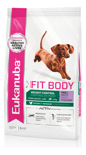Alimento Eukanuba FIT BODY Weight Control para perro adulto de raza pequeña sabor mix en bolsa de 3 kg