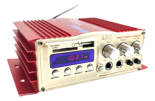 Minimódulo amplificador Teli Tl-308, función karaoke, 20 W Rms, color rojo, potencia de salida Rms 20 W