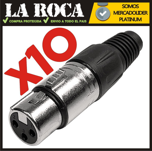 Imagen 4 de 9 de Pack 10 Fichas Canon Hembra Xlr 3 Pines Para Cable La Roca