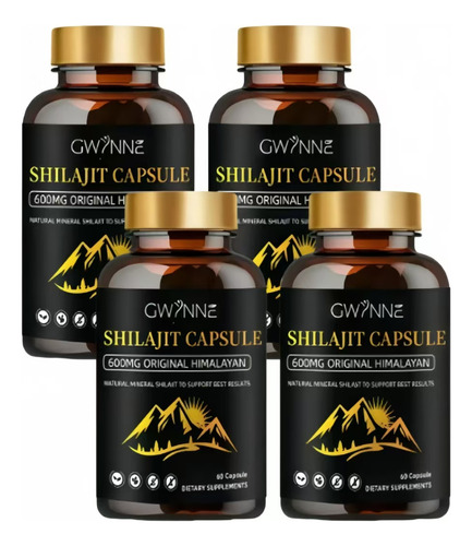 Gwynne Shilajit Extract Cada De Resina Charajiorgá Nica Pura Del Himalaya Suplementación 60 Cápsulas 4pcs