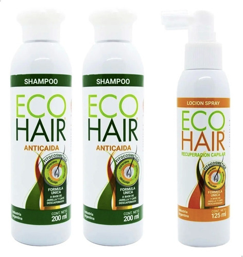 Imagen 1 de 6 de Eco Hair Anticaida Crecimiento Cabello 1 Locion + 2 Shampoo