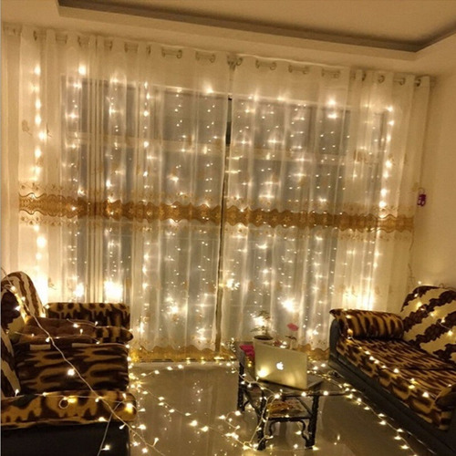 Cascada Cortina Luz 400 Leds 3.80 Mts X 1.50 Mts Calida Fija