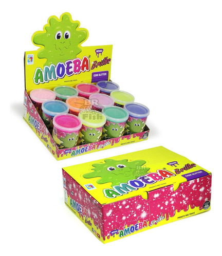 Amoeba Glitter Kit 12 Caixa Fechada Geleinha Diversão Slime