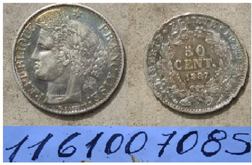 Moneda Francia 1887 50 Cent Plata (Usado)