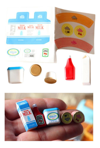 5 Piezas 1/12 Mini De Leche Yogurt Helado Baby Doll