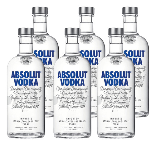 Vodka Absolut Sabor Original Paquete 6 Botellas 750ml