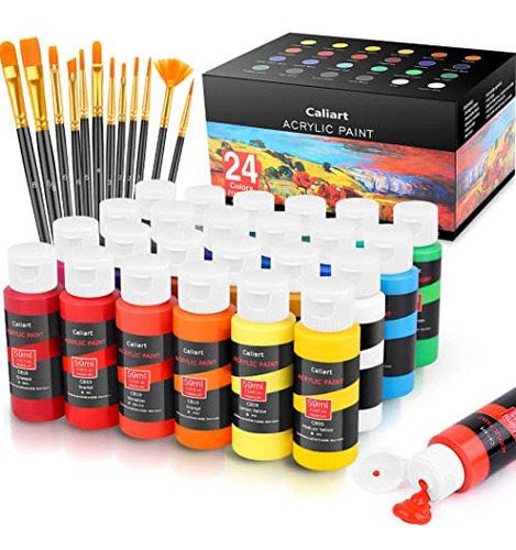 Caliart Acrylic Paint Set, 24 Colors (59ml, 2oz) Art Craft P