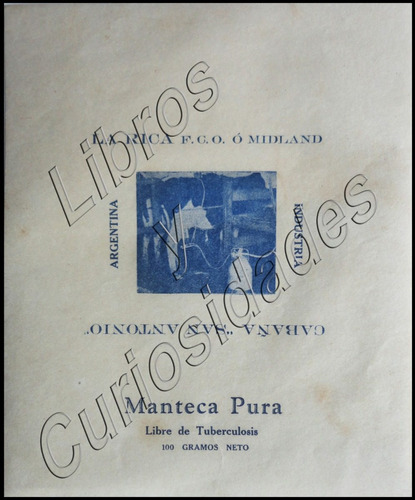 Antiguo Envoltorio De Manteca Cabaña San Antonio . 38013