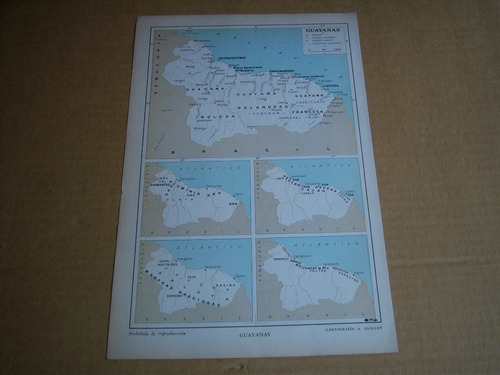 Mapa : Guayanas . 1960 18,5 Cm X 28 Cm