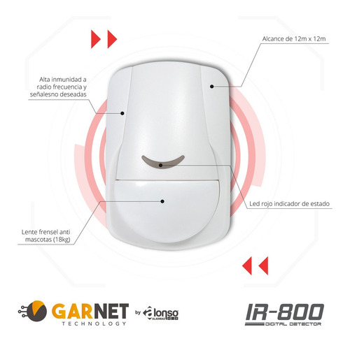 Detector Infrarrojo Para Alarma Antimascotas 18kg - Ir-800