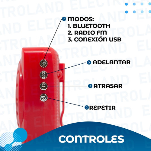 Imagen 4 de 10 de Parlante Bluetooth Portátil Radio Sd Megáfono 5w