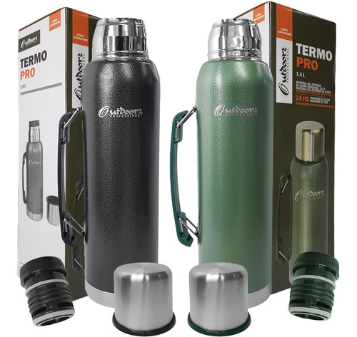Imagen 1 de 10 de Termo Acero Inoxidable Outdoors 1.4 L Manija 24hs Garantia