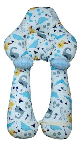 Travesseiro De Corpo Infantil Bebe Anatomico Ninho Protetor Cor Dino Azul