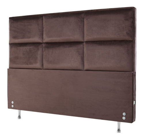 Cabeceira Estofada Para Cama Box Casal 127x142 Veludo Marrom