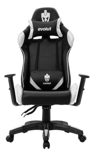 Cadeira de escritório Evolut Tanker EG-900 gamer ergonômica  preta e branca com estofado de couro sintético y mesh