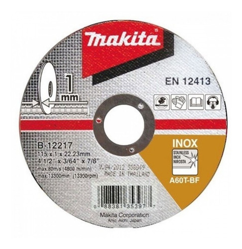 Disco Abrasivo Corte Inox 41/2 X 1.0mm Makita A60t B-12217
