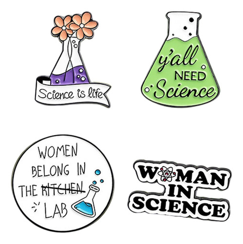 4 Broches De Esmalte Únicos, Alfileres De Ciencia Para