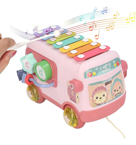 Autobus Infantil Didactico Musical Aprende Rosa Yl-1022-25