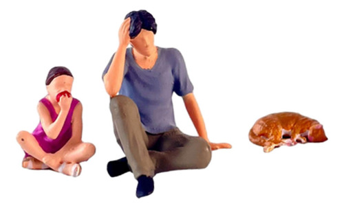 Modelo De Hombre Y Niña Sentado, Modelo De Personas