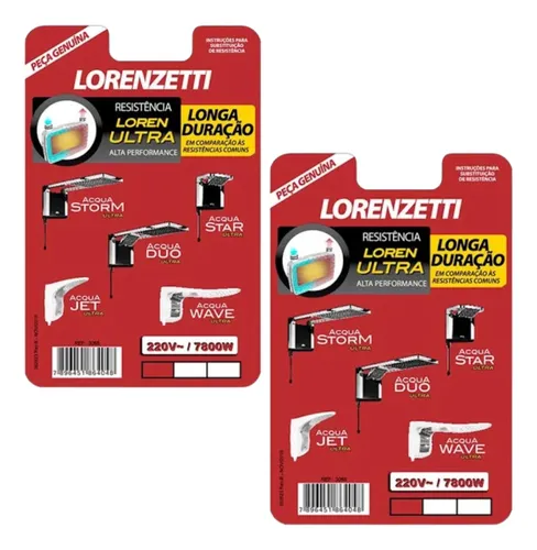 Kit 2 Resistência Acqua Ultra Lorenzetti 220v 7800w Original