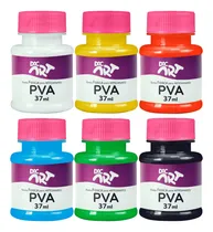 Comprar Kit 6 Cores Tinta Pva Fosca Artesanato 37ml Arte Escolar