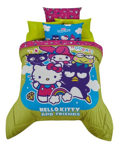 Set De Edredón Matrimonial Hello Kitty Friends Providencia Verde Hello Kitty Friends