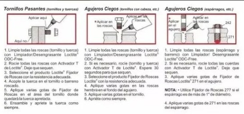 Imagen 2 de 3 de Trabarosca Loctite 271 Rojo Alta Resistencia 50ml Usa