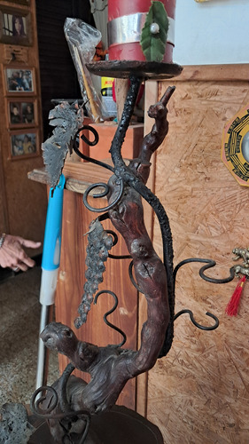 Artesanía En Madera Y Hierro.campo Para Botella Y Copas Marrón Oscuro