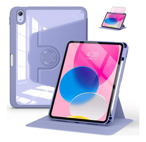 Funda Yapanizcel Para iPad 11 (a16) Y iPad 10 Gen Smartcover Giratoria 360 Magnetica Con Soporte -morado