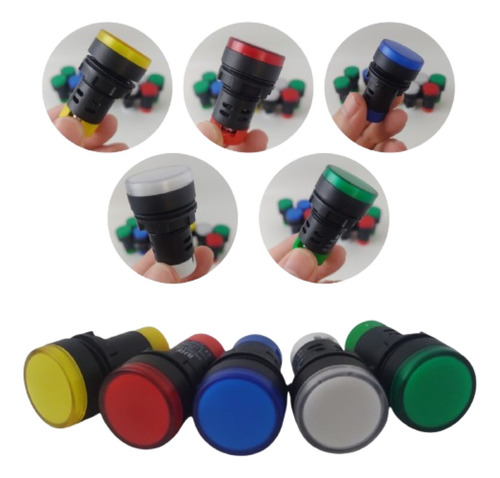 Sinaleiro Led Ad22-22ds 110 / 220v - 5 Cores - Kit 5 Pçs