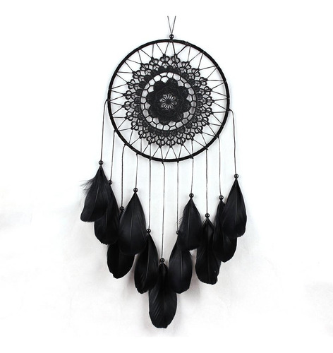 Set 2 Atrapasueños Negro Y Blanco Colgantes Con Plumas