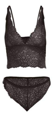 Conjunto De Sujetador Y Braguita De Encaje Para Mujer Bralet