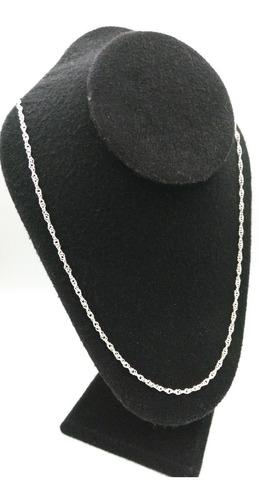 Cadena De Plata Fina 925 Torzal 60cm 3mm Unisex Mujer Hombre