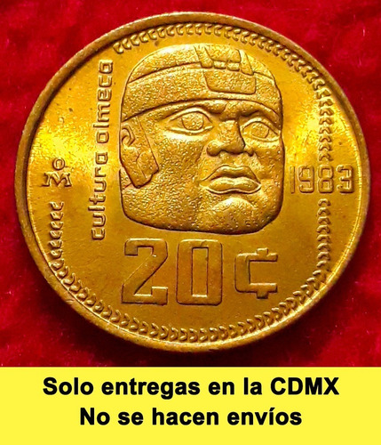 Moneda 20 Centavos Cabeza Olmeca 1983