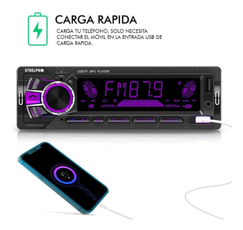Imagen 4 de 6 de Autoestereo Bluetooth 1 Din 2usb, Sd Aux Estereo - Steelpro