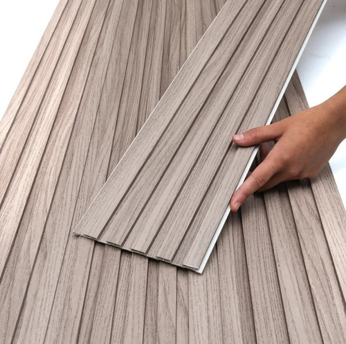 Wall Panel Pvc Símil Madera Gris Resiste Agua Humedad Tira Gris Gris
