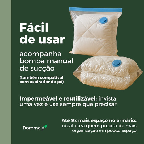 Kit 12x Saco À Vacuo Embalagem Organizador De Malas Viagem Roupas Edredom Reutilizável Dommely Tamanhos 5x 50x60 4x 60x80 3x 80x100