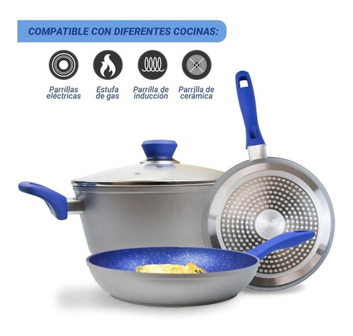 Flavor Pan Sartenes Antiaderente Buen Fin 100% Zafiro