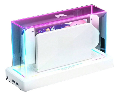 Cubrepolvo Nintendo Switch Protector Luces Led Transparente