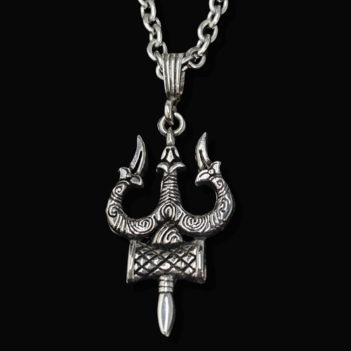 Dije Tridente Trishula Señor Shiva Plata 5 Cm 9 Gr Art 1690