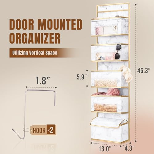 Organizador Colgante Para Puerta, 5 Bolsillos Grandes Transp