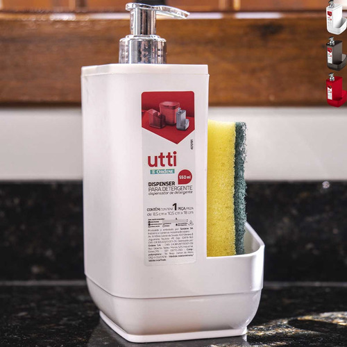 Porta Detergente Dispenser 550ml E Compartimento P/ Esponja