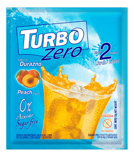 Turbo Zero Jugo De Durazno Sin Gluten Caja 10 Sobres