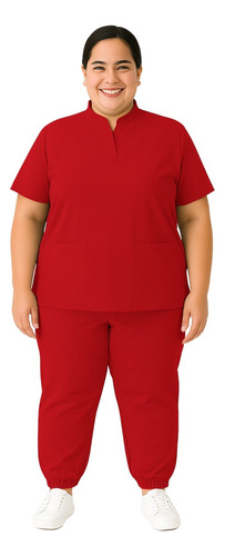 Pijama Quirurgica Antifluidos Dama Tallas Plus 5xl Rojo Lisa 4xg