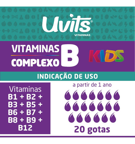 Kit Ferro Bisglicinato 30ml + Complexo B Kids 30ml Uvits Sabor Frutas Vermelhas